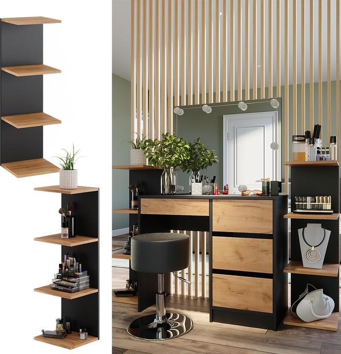 Immagine prodotto Vicco Mensola da parete Paolo, Antracite/oro power oak, 30 x 95 cm Set di 2