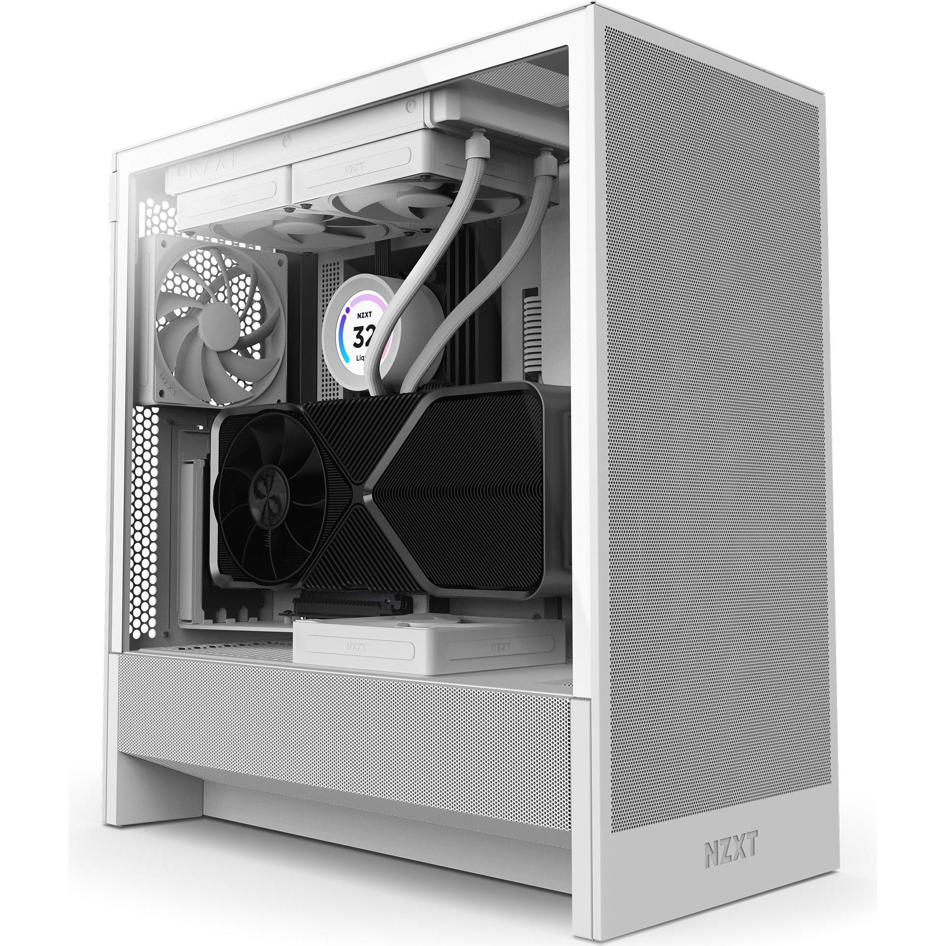 NZXT H5 Flow ( 2024 ) (weiss, Tempered Glass) (mATX, ATX, Mini-ITX), PC Gehäuse, Weiss