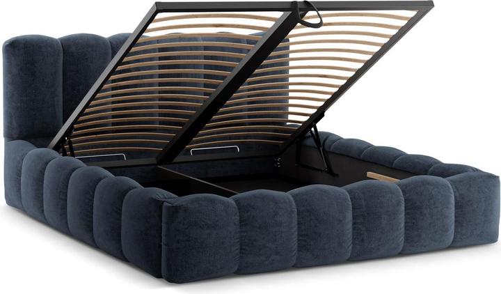 Actual product image Micadoni Storage Bed With Headboard, "Lupine", Dark Blue, 226x186x95 Made in Europe (160 x 200 cm)