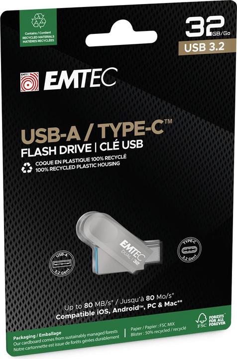 Produktbild Emtec USB3.2 Type-C Dual D280 32GB (32 GB, USB-C)