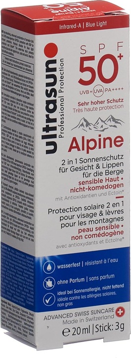 Immagine prodotto Ultrasun Alpino (Stick solare, Crema solare viso, SPF 50+, 20 ml, 40 g)