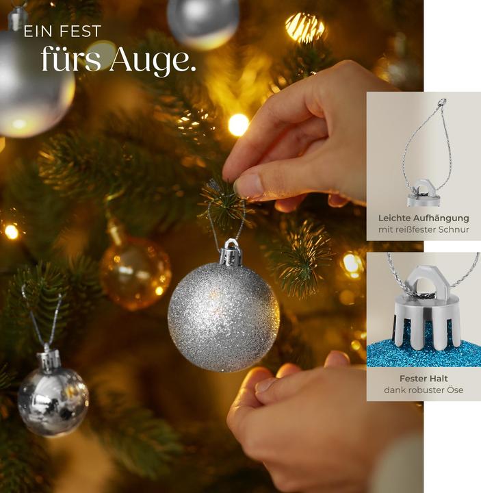Produktbild tectake Weihnachtskugeln (64 -teilig)