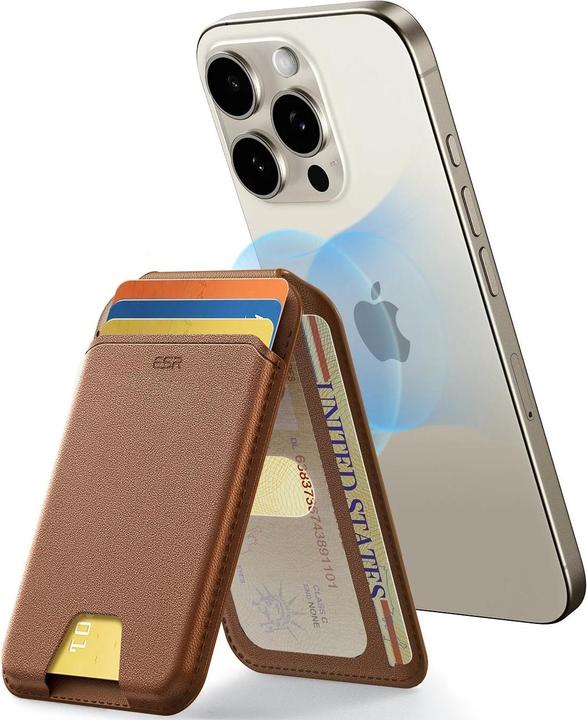 Actual product image ESR Classic Magnetic Wallet Stand, Caramel Brown