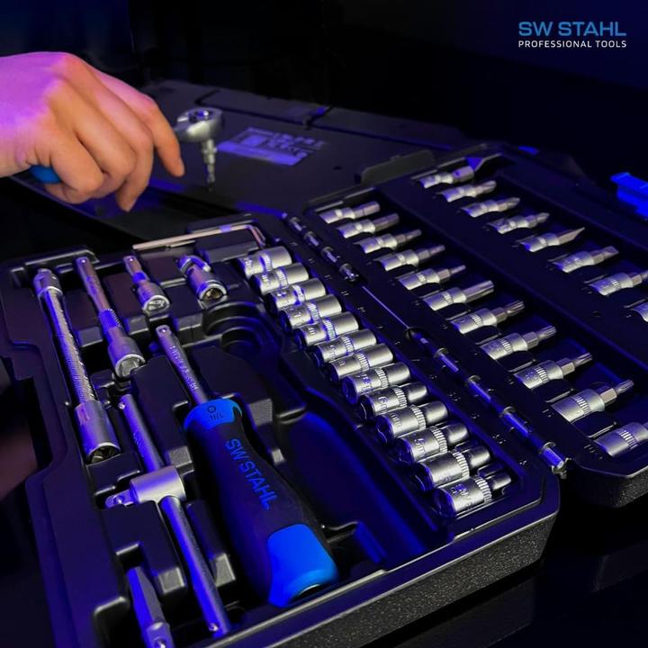 Actual product image SW-Stahl 07748L Socket spanner set 1/4" inch hexagon I Tool case 48-piece I Ratchet box small