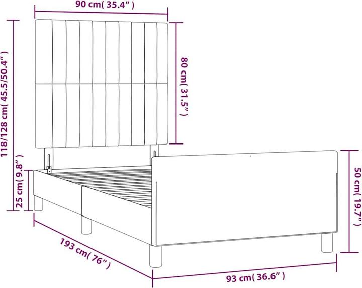 Image du produit vidaXL Bettgestell mit Kopfteil (90 x 190 cm)