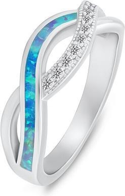 Produktbild Brilio Silver - Elegant silver ring with zircons and synthetic opal RI126WLB - Circuit: 58 mm (58)