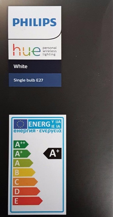 Label énergétique Philips Hue White (E27, 9.50 W, 800 lm, 1 x, F)