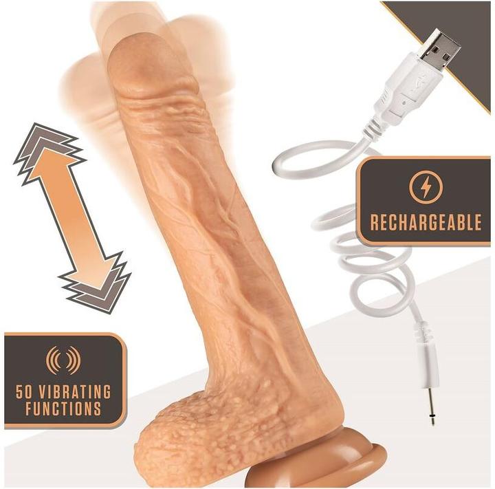 Actual product image Blush Silicone Dr Grey- 7 Inch Thrusting Rotating 10 Vibration Settings Dildo - Satin Smooth 1.5" R