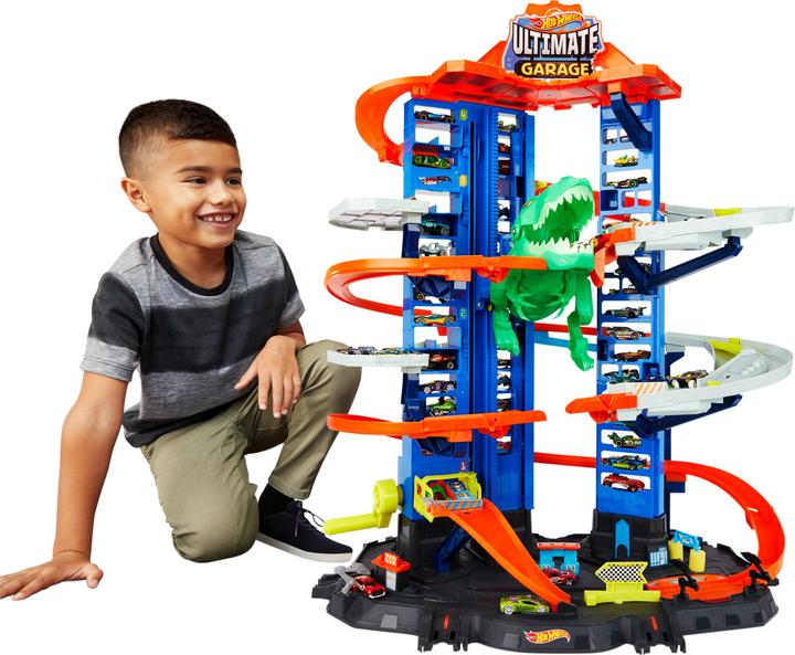 Actual product image Hot Wheels City Megacity Parking Garage with T-Rex Attack