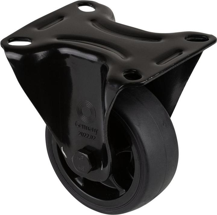 Productafbeelding BS Rollen Bokwiel Wiel-Ø 80 mm Draagvermogen 100 kg Bokwielen Rubberen plaat L104xB80 mm Kleur Zwenkwiel zwart