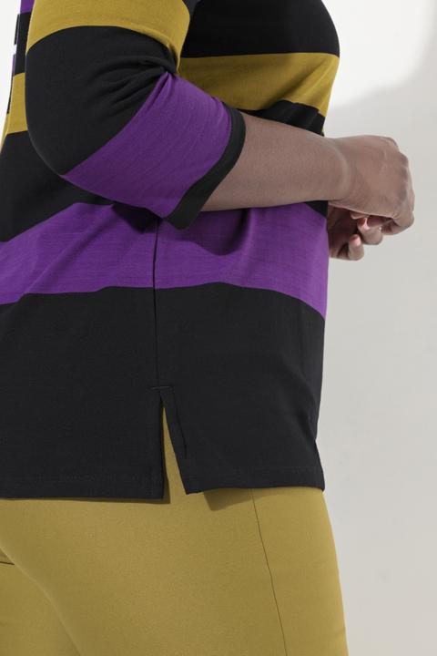 Immagine prodotto Ulla Popken Maglia in cotone Pima con righe, scollo a girocollo e maniche a 3/4 (58)