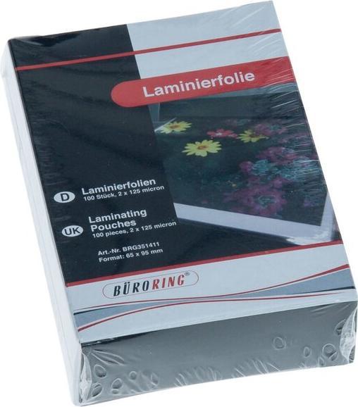 Immagine prodotto Büroring Laminierfolie, 65 x 95 mm, 125 Mikron, für Visitenkarten, 100 Stück (65 x 95 mm, 100 pz., 125 µm)