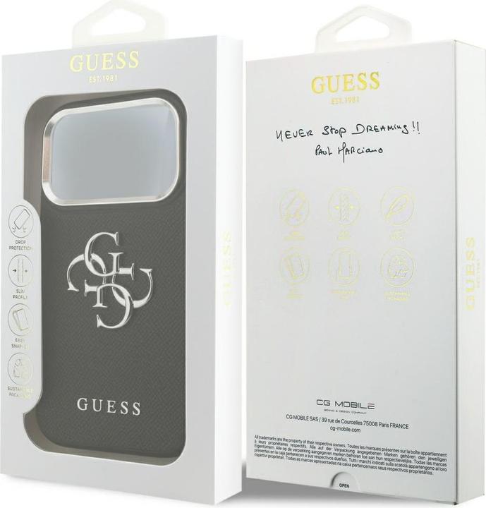 Produktbild Guess - Hardcase 4G Grained Big and Classic Logo (GUHCP17LPG4SMCEK) - iPhone 17 Pro - Black (Apple iPhone 17 Pro)