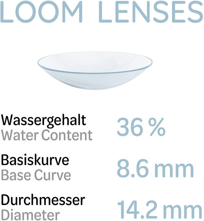 Produktbild LOOM Lenses LOOM Monatslinsen - 3 Stück - weich | BC 8.6 | DIA 14.2 (-12, Monatslinse, 3 Stück)