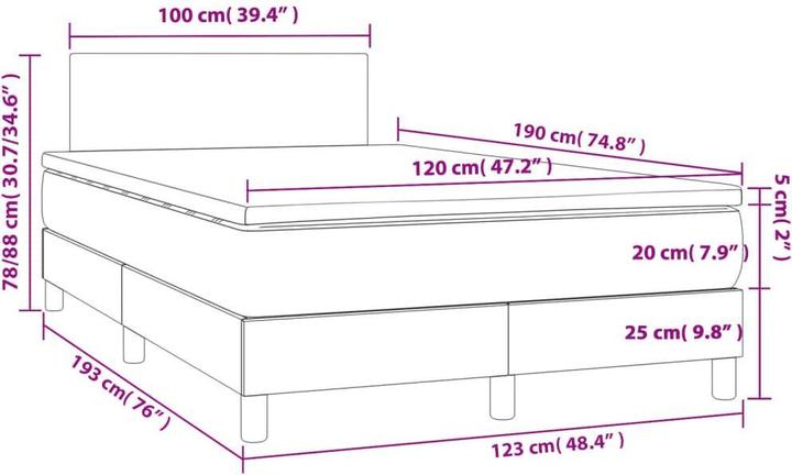 Produktbild vidaXL Boxspringbett (120 x 190 cm)