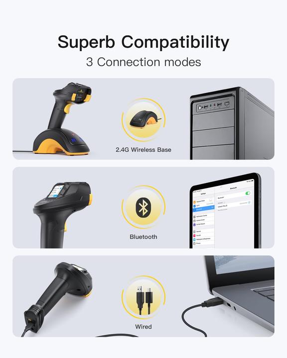 Produktbild Inateck Barcodescanner Pro 8 black (Pro 8 black) (2D-Barcodes)