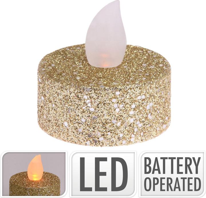 Actual product image Mondex LED tea lights 6 pieces, gold glitter, 3.8 x 4 cm (6x)
