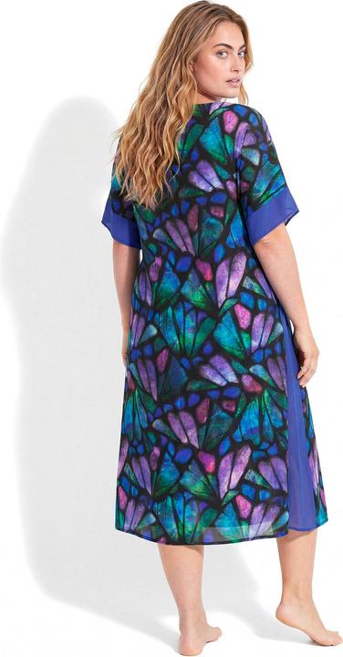 Produktbild Ulla Popken Midikleid, Schmetterlinge, V-Ausschnitt, Halbarm (42, 48)