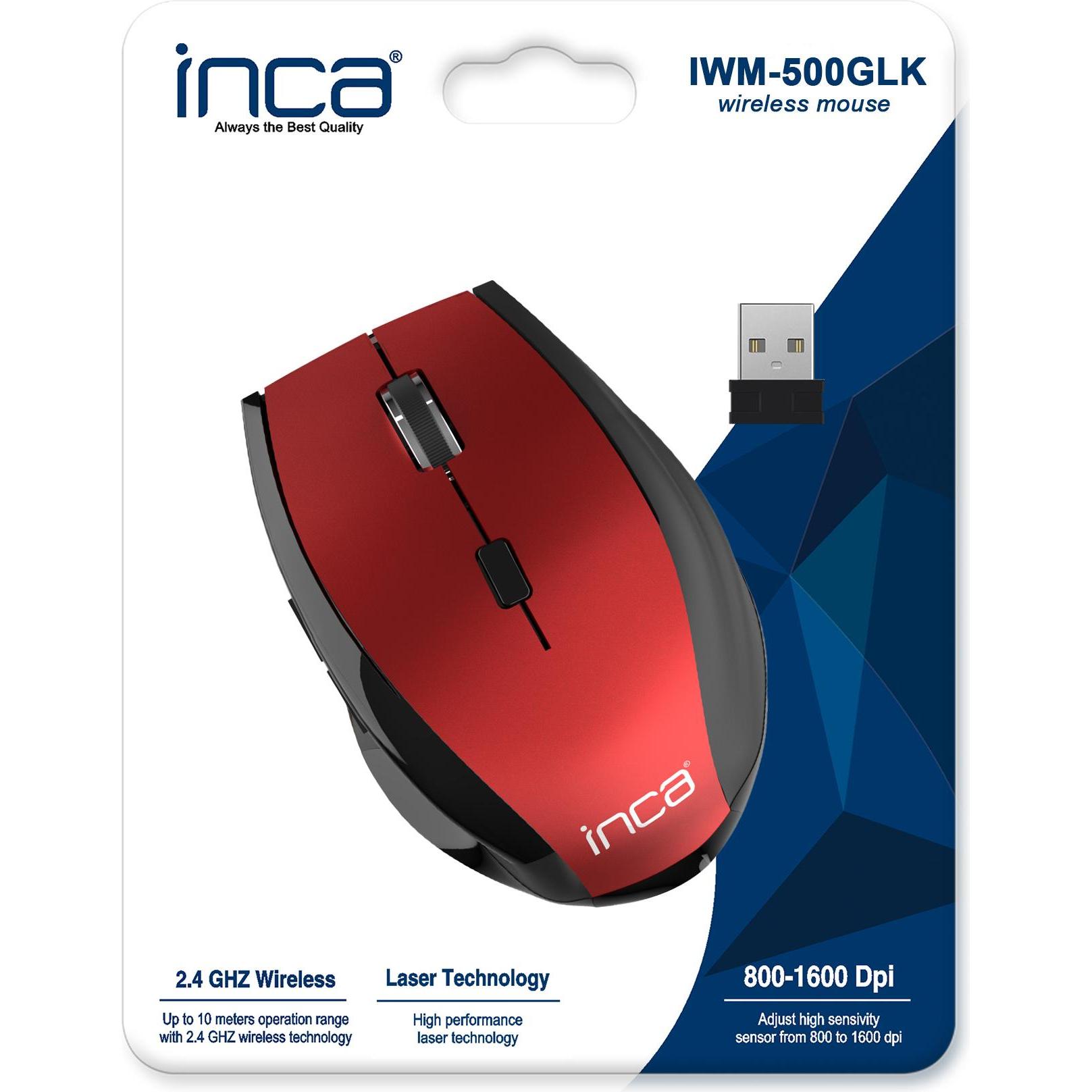 Inca cian technology Maus IWM-500GLK Nano-USB, Wireless, Laser, 1600 DPI, RT Retail (Kabellos), Maus
