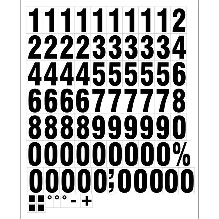 Actual product image Brady B-859, magnetic numbers on sheet, black on white, set of 0-9, approx. 43mm, font height 39