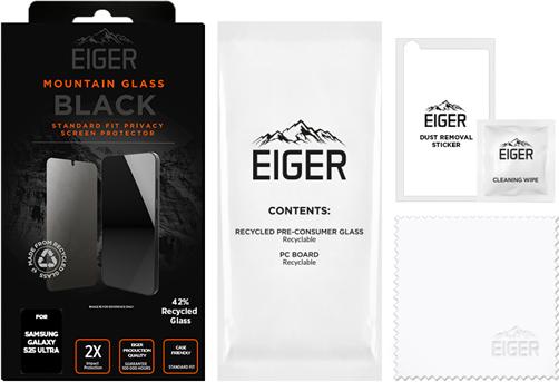 Actual product image Eiger Mountain Glass Black Edge (1 Piece, Samsung Galaxy S25 Ultra)