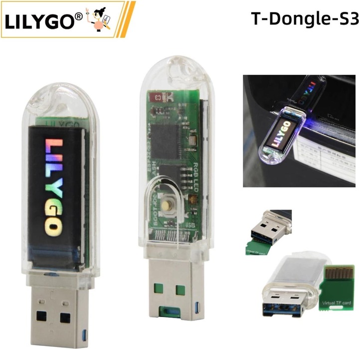 Actual product image Lilygo T-Dongle-S3 ESP32 with USB and display