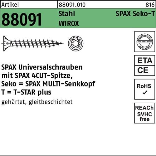 Energie-Label Spax Schraube R 88091 Senkkopf/T-STAR 4 x 15/11-T20 Stahl WIROX (1000 Schrauben pro Stück)