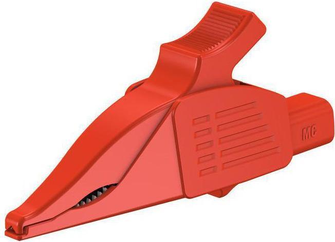 Stäubli Sicherheit Delfinklemme 1kV 32A Messing, vernickelt Rot