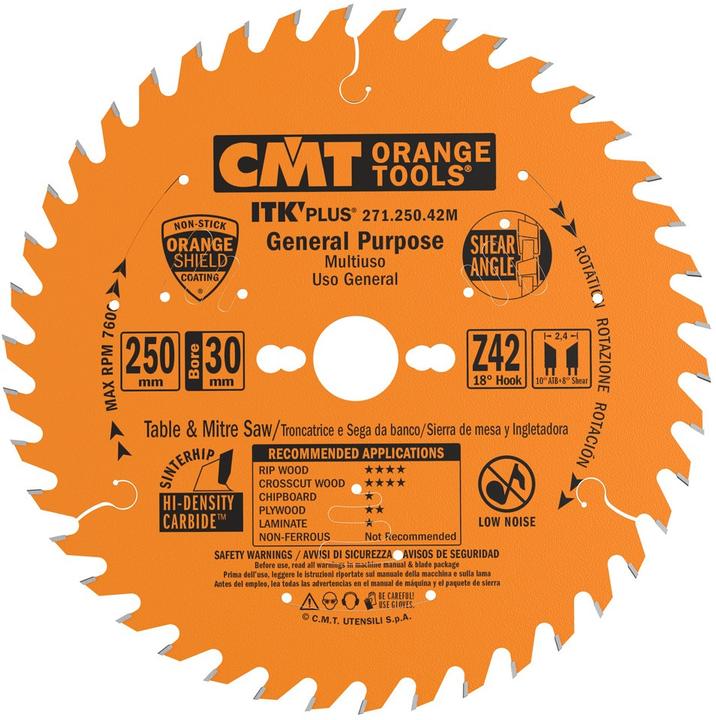 Image du produit CMT 271.250.42M Lame de scie à onglet ultra-mince avec limitation de coupe 250 x 30 x 42T