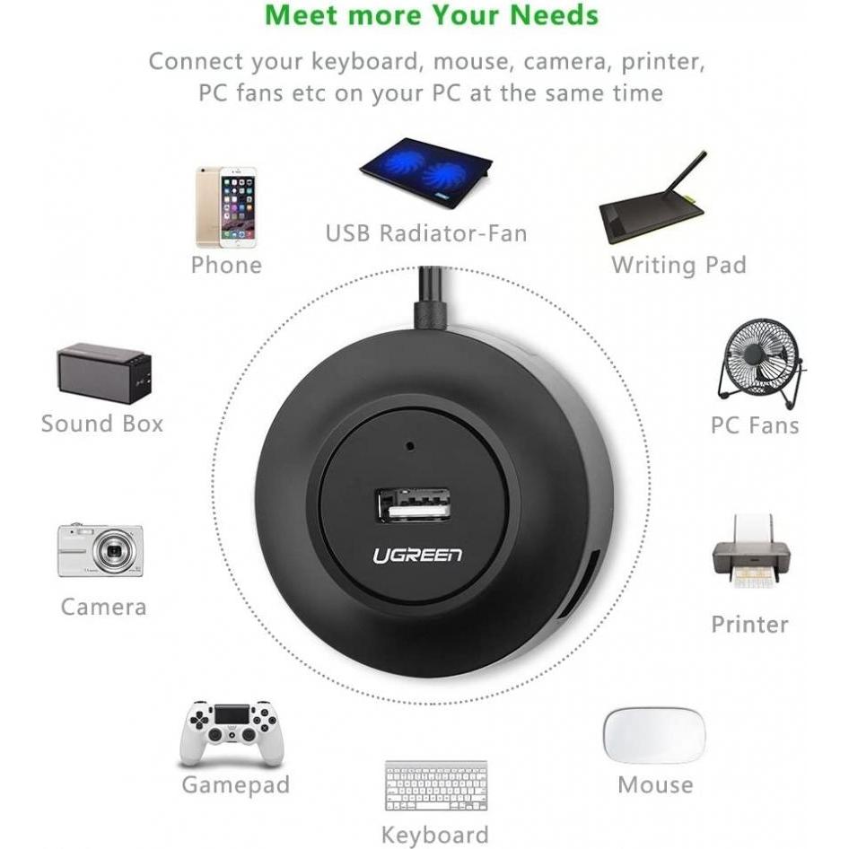 Thumbnail - Ugreen 4-Fach USB 2.0 Hub (USB-A, 4 Ports), Dockingstation + USB Hub, Schwarz