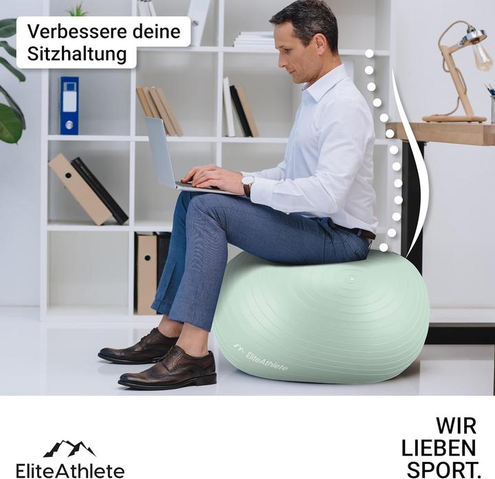 Actual product image EliteAthlete Ergonomischer Gymnastikball für Fitness und Schwangerschaft (85 cm)