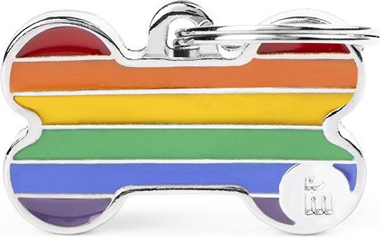 Myfamily Bone Rainbow ID-Hundetag, 3.8x2.4cm (1 Stk)