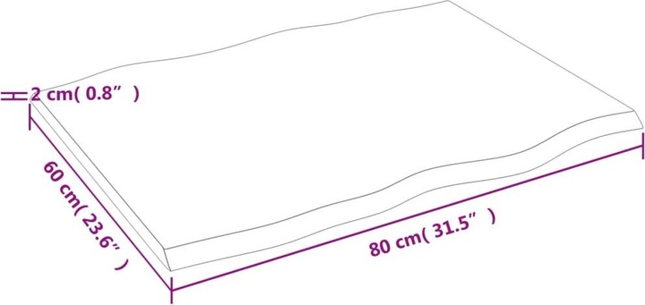 Actual product image VidaXL Tischplatte 80x60x2 cm Massivholz Eiche Behandelt (80 x 60 x 2 cm)
