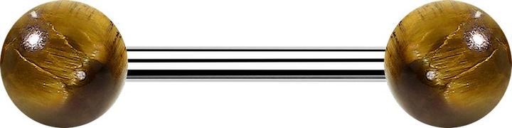Image du produit Star Piercing Barbell avec deux boules en pierre d'oeil de tigre (sans laiton, Acier chirurgical 316L)