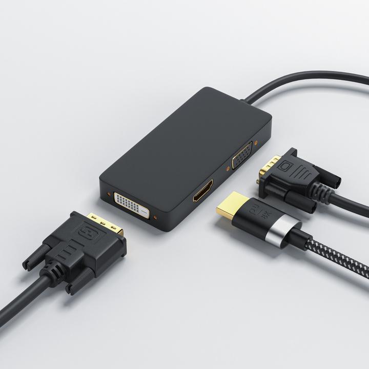 Image du produit CSL Adaptateur DisplayPort vers HDMI + DVI + VGA (DVI, HDMI, VGA, 10 cm)