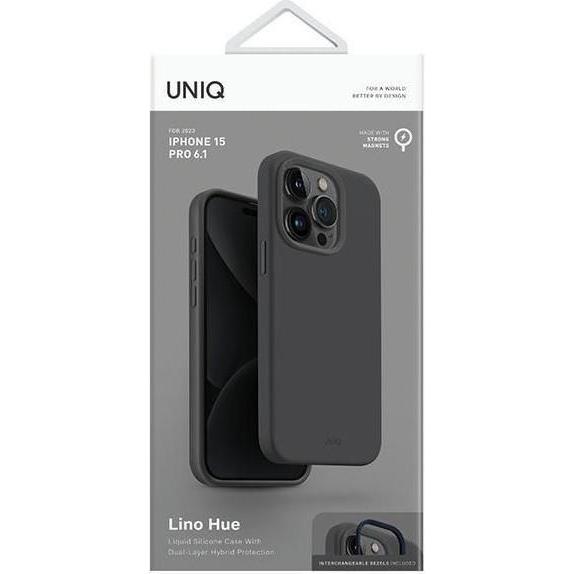 Thumbnail - Uniq etui Lino Hue iPhone 15 Pro 6.1" Magclick Charging szary/charcoal grey (Apple iPhone 15 Pro), Smartphone Hülle, Gra...