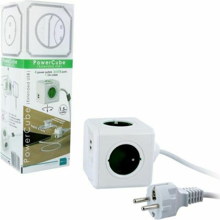 Actual product image Allocacoc PowerCube Extended USB E(FR) (4 x, CEE 7/5, 1.50 m)