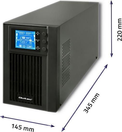 Immagine prodotto Qoltec 53042 Gruppo di continuità| On-line| Onda sinusoidale pura| 1kVA| (1000 VA, 800 W, Doppio convertitore online UPS)