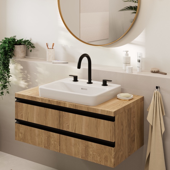 Immagine prodotto hansgrohe HG Miscelatore per lavabo a 3 fori VERNIS Blend con scarico a scomparsa. 1 1/4inch nero opaco