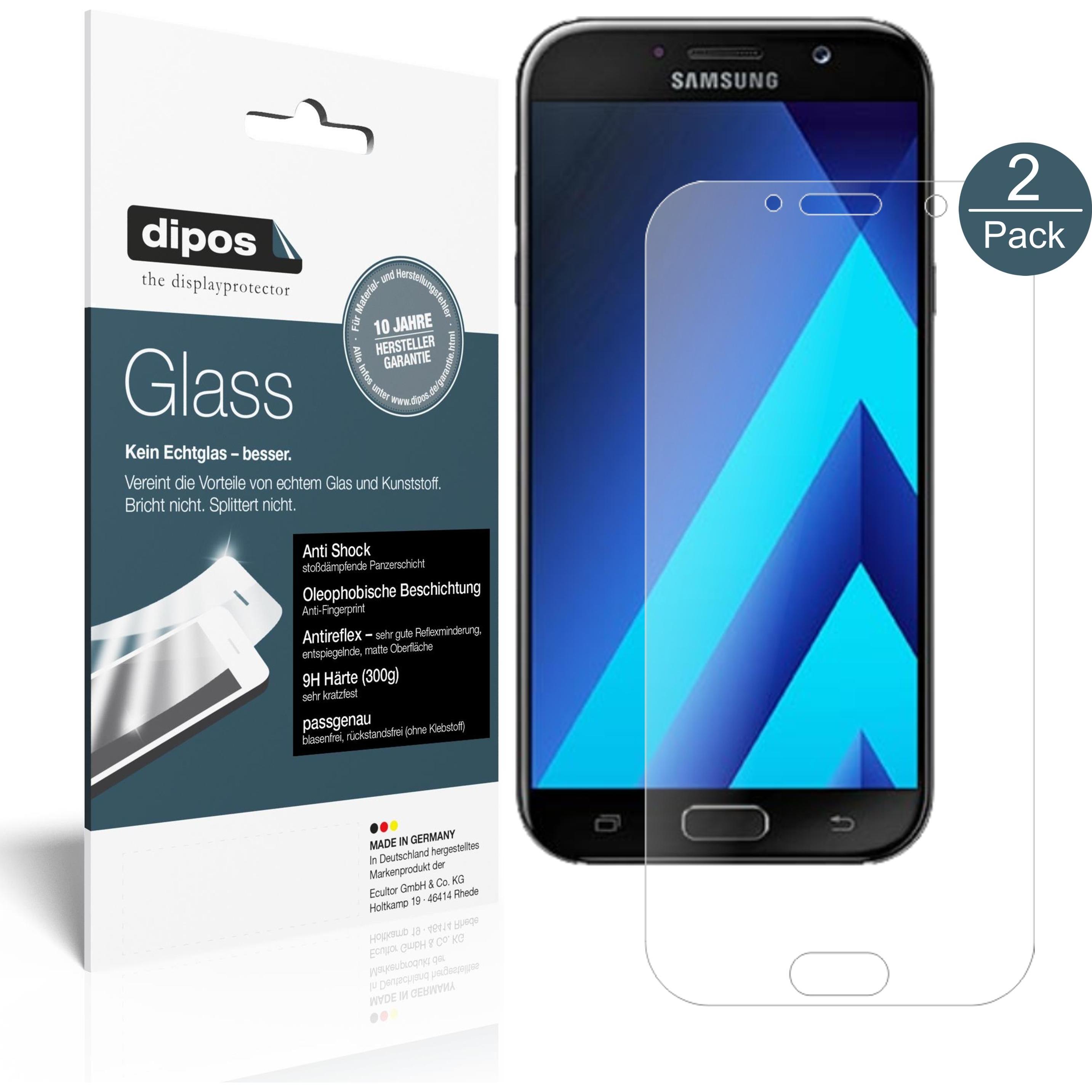 Dipos Displayschutz Anti-Shock (2 Stück, Samsung Galaxy A7 (2017)), Smartphone Schutzfolie, Transparent