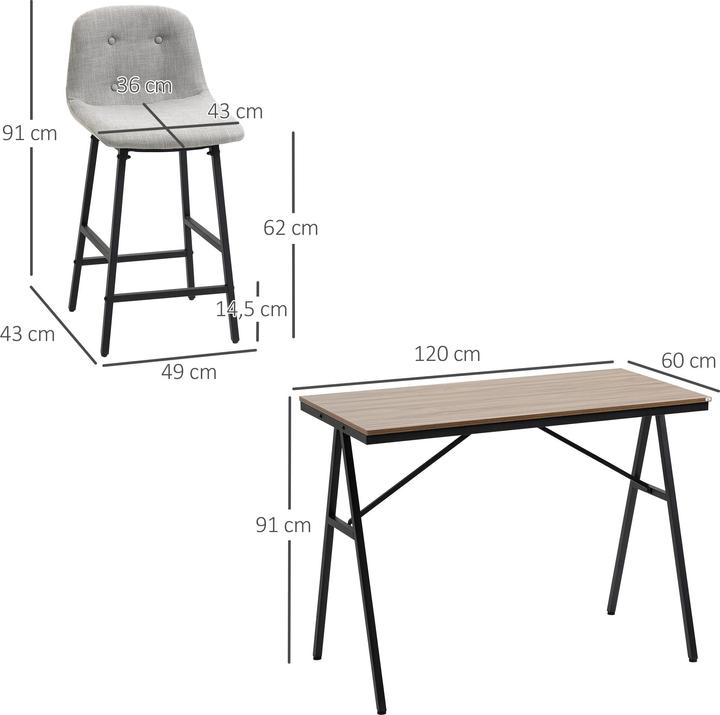 Image du produit Homcom Ensemble de table de bar avec repose-pieds (120 x 60 x 91 cm)