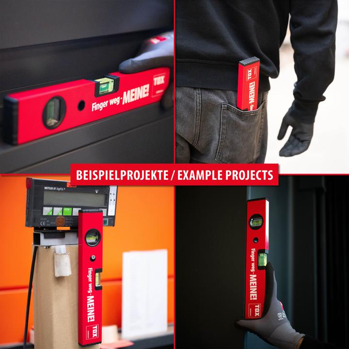 Actual product image Tox Spirit level 30 cm "Hands off - MINE" - 2 vials, powder-coated red (30 cm)