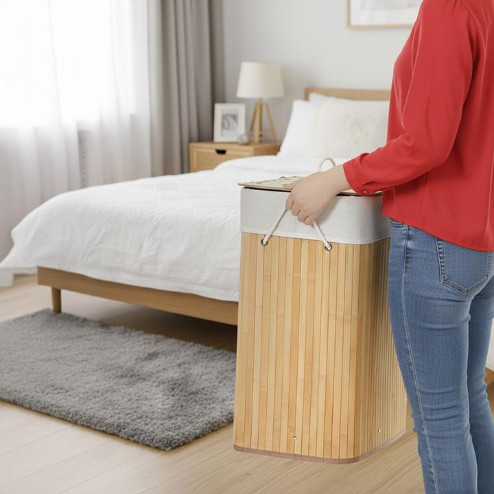 Actual product image Relaxdays Bamboo laundry bin (105 l)