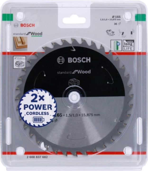 Productafbeelding Bosch Professional Zubehör Cirkelzaagblad Standaard voor hout, 165x1,5/1x15,875, 36 tanden