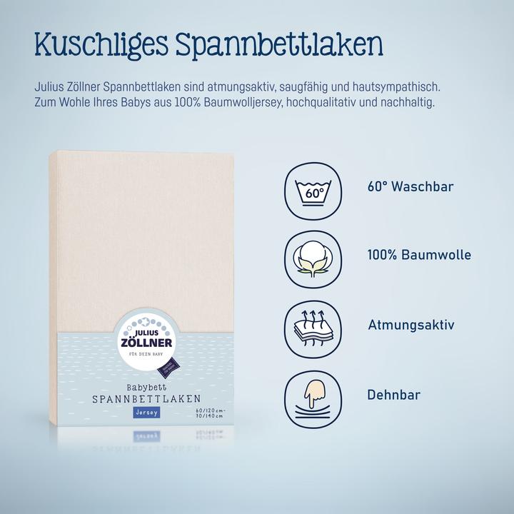 Productafbeelding Julius Zöllner Jersey hoeslaken voor wieg & wiegmatras 90x 40 cm, shell (90 x 40 cm)