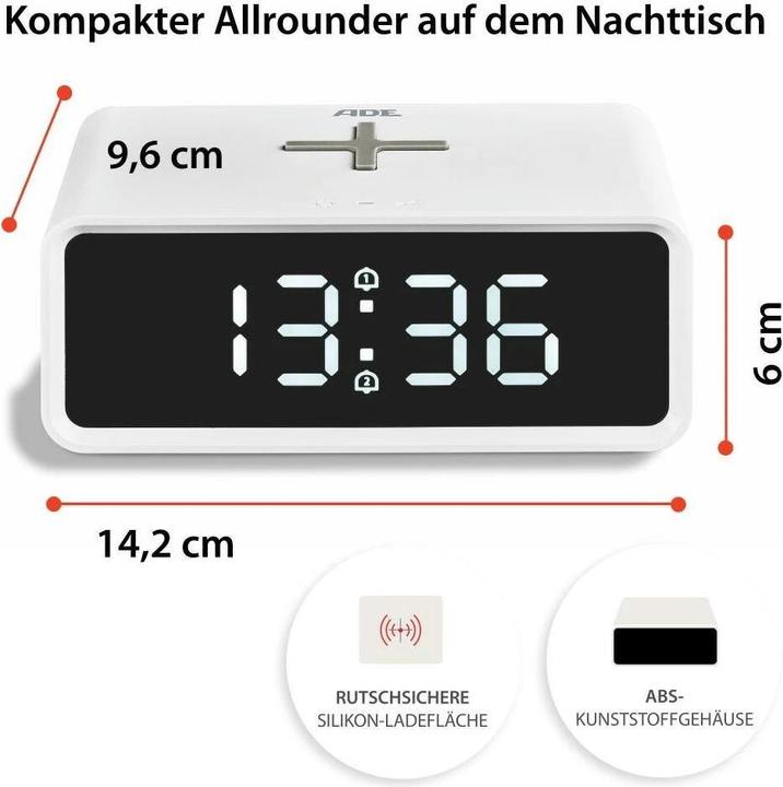 Actual product image ADE digital alarm clock / with induction charging function