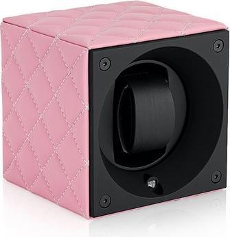 Actual product image SwissKubik Watchwinder Leather Masterbox - Pink diamond / White stitching