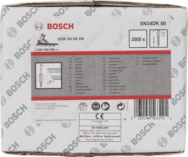 Produktbild Bosch Professional Zubehör D-Kopf Streifennagel SN34DK 50, 2,8 mm, 50 mm, blank, glatt