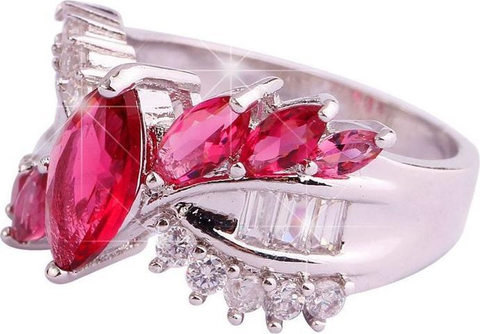 Produktbild Hermex versilberter Ring mit Ruby Spinel / Zirkonia - Gr. 55/ Size 7 (7, 55, 925 Silber)