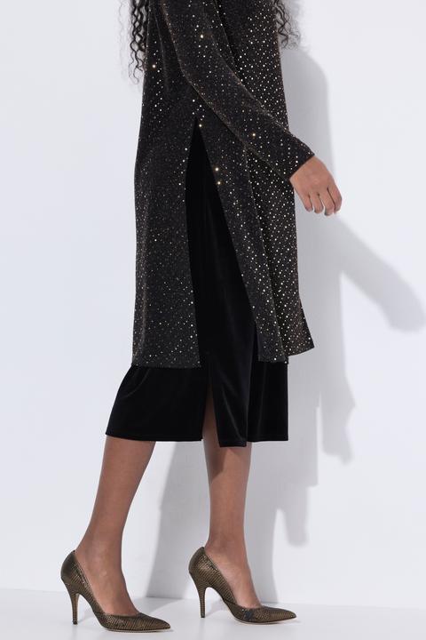 Produktbild Ulla Popken Jacke, lange, offene Form, Glitzer-Mesh, Pailletten (54)